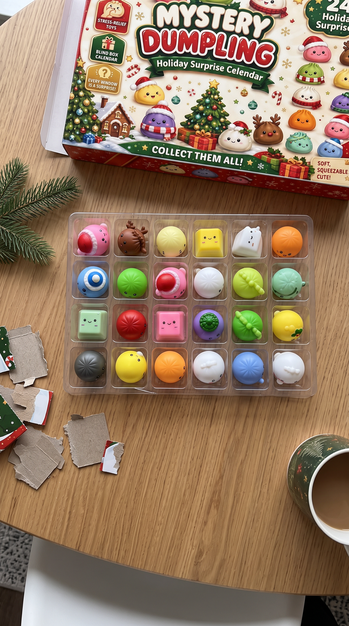 Tray of 24 dumpling squishies from the advent calendar